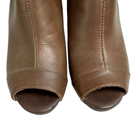 Earth Origins Sawyer Leather Peep Open Toe Heeled Bootie Brown Size 8.5 - Picture 4 of 11